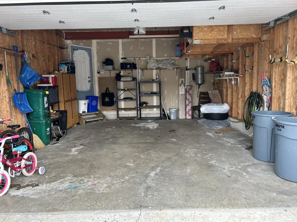 Organized, swept garage after cleaning