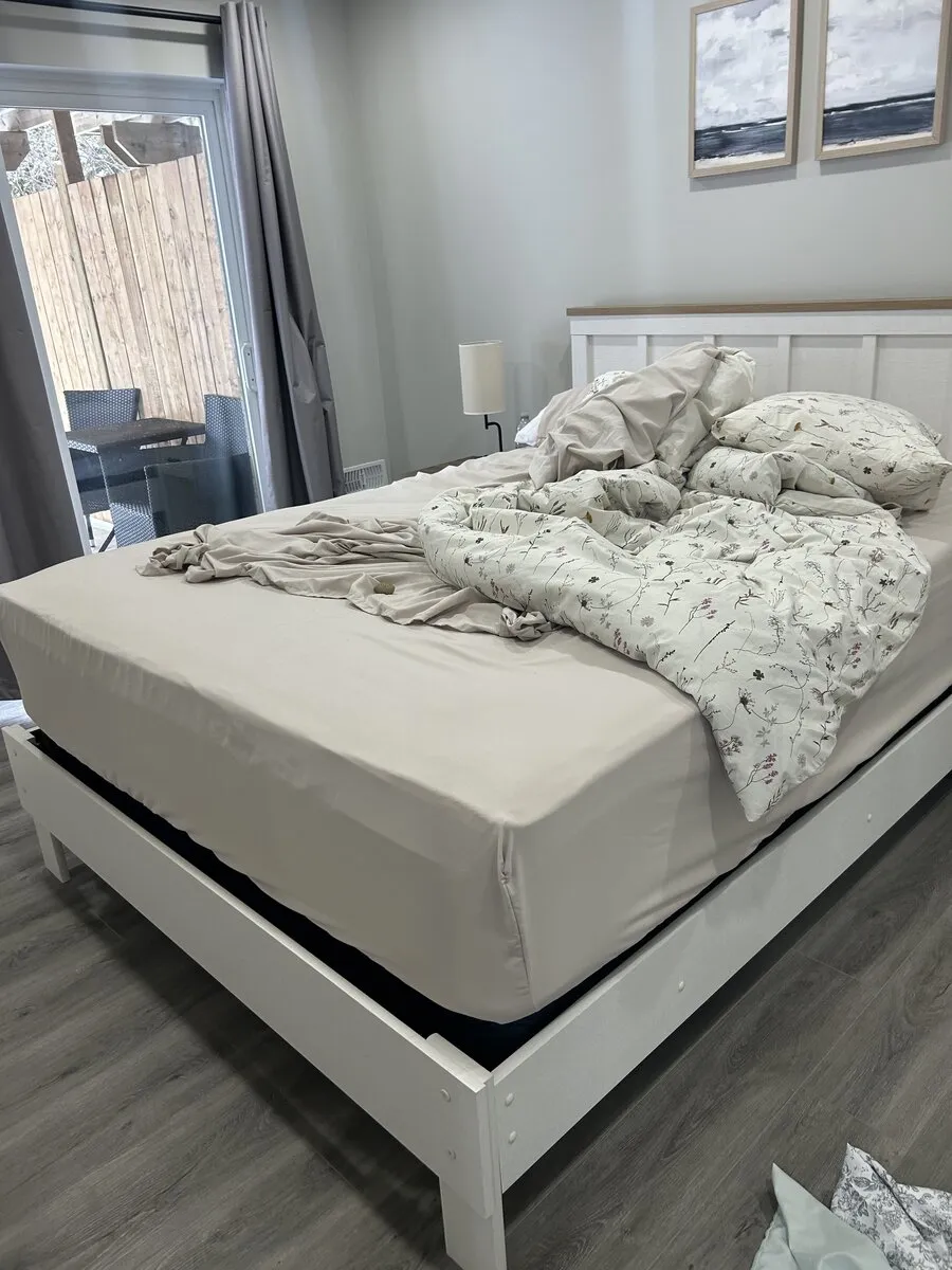 Unmade bedroom before cleaning