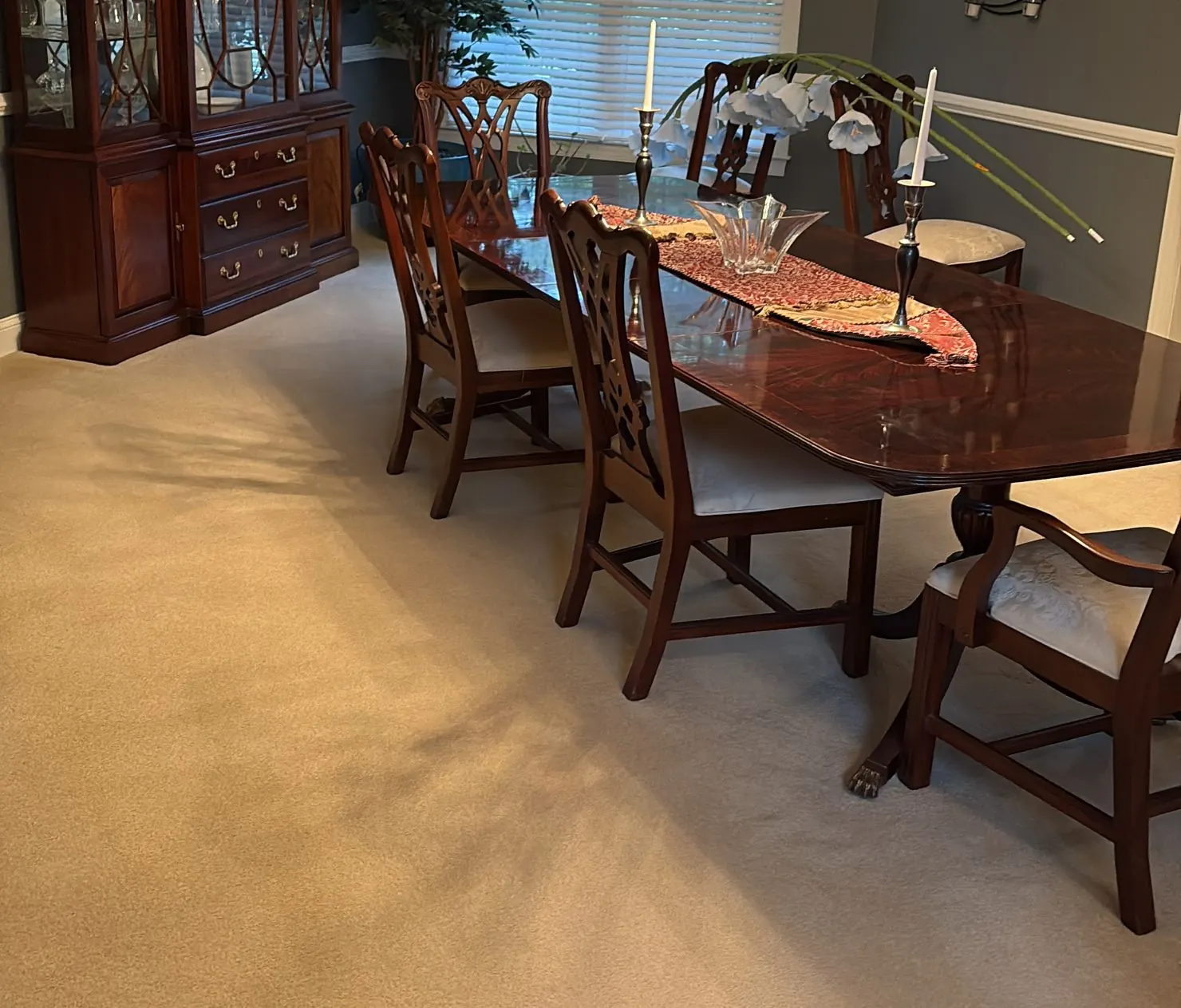 Bright dining room after a professional clean