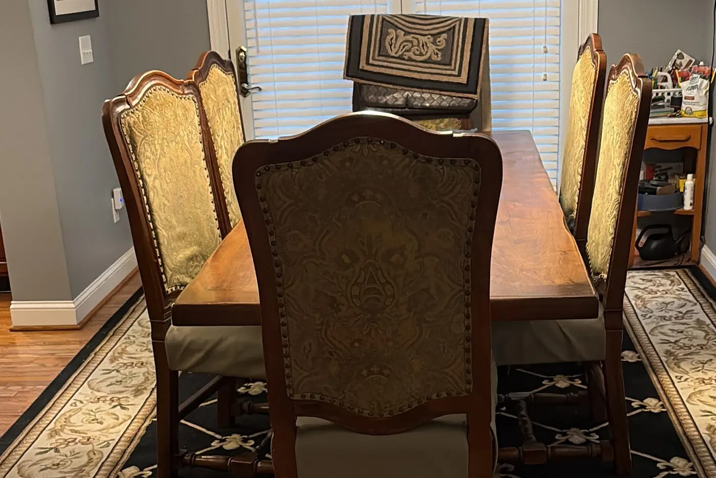 Dining room with hardwood floor after cleaning