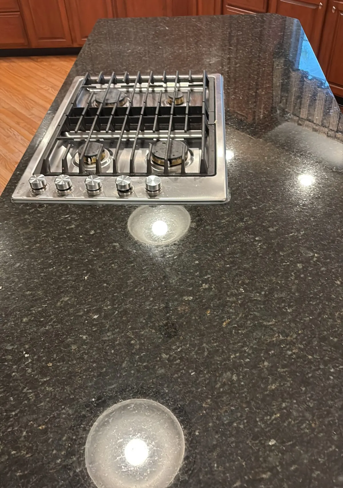 Granite counter and cooktop after cleaning