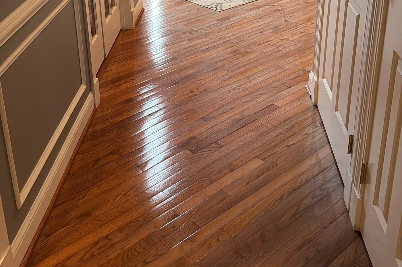 Hardwood hallway after house cleaning
